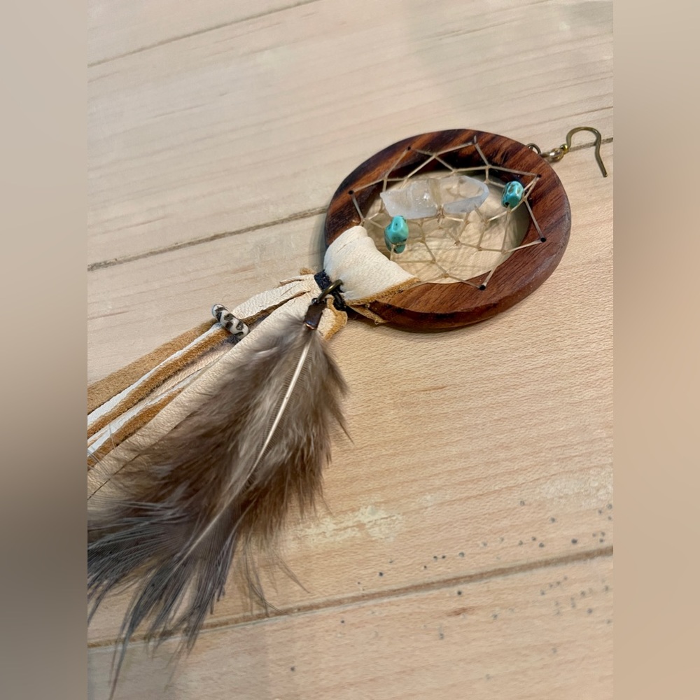 Hand Carved SINGLE Dream Catcher Earring